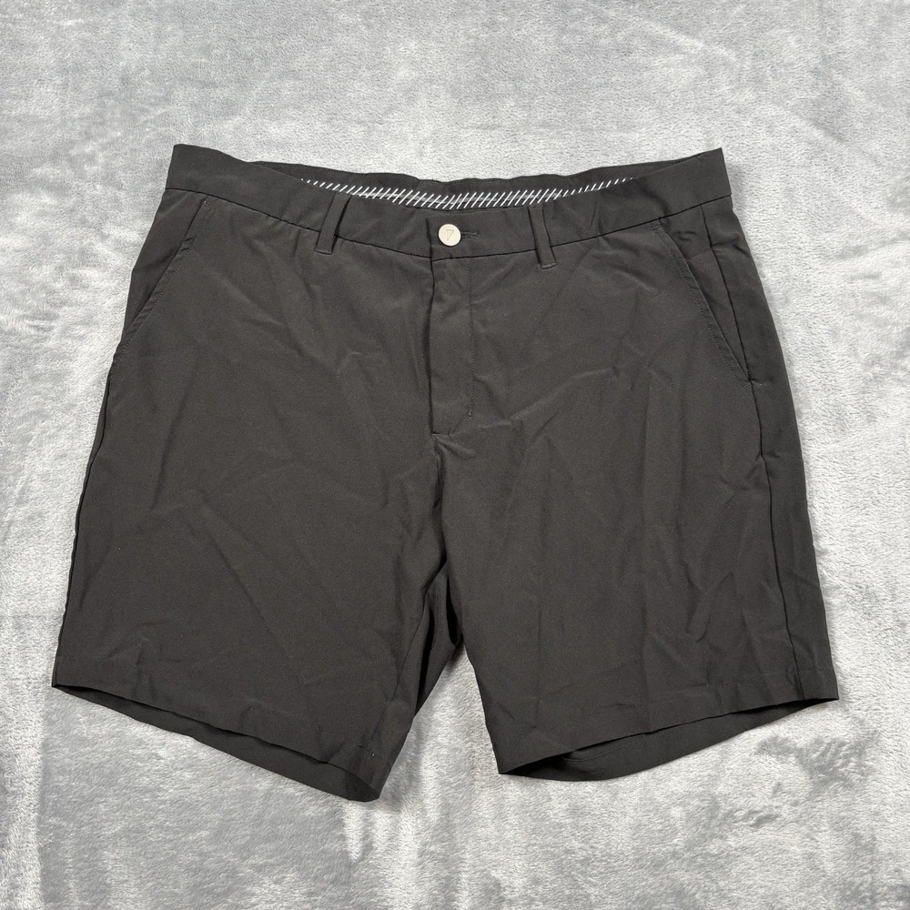 Primo Golf Shorts Mens 36 Black Performance Stretch 7" Inseam Zip Pocket